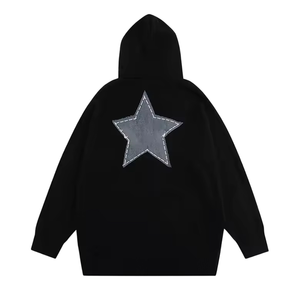 เสื้อฮู้ดสำหรับผู้ชายเสื้อฮู้ดแบบสวมหัวพิมพ์ลายปะติดแบบวินเทจซีดจาง - Product Image 2