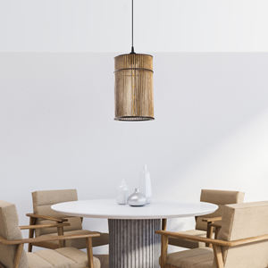 Vente en gros 220V pendentif en bambou grand abat-jour en bois Design rustique moderne hauteur réglable pour l'éclairage de la salle à manger de l'hôtel bureau à domicile - Product Image 3