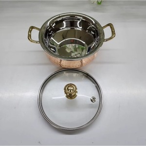 Olla de Cobre Martillada con Tapa Transparente, Perfecta para Cocinar a Diario, Uso Doméstico, Servir Comida Caliente y como Opción de Regalo, de la India - Product Image 4