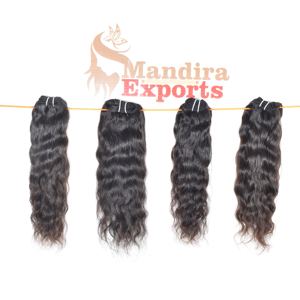 100% brut naturel Machine Double trame vierge noir ondulé 8-32 pouces cuticule aligné temple indien Extensions de cheveux humains - Product Image 1