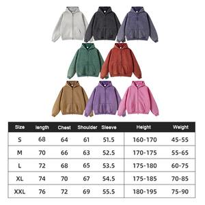 Wholesale 100% Cotton <b>Winter</b> Acid Wash Zipper Hoodie Custom Logo Oversized Men's Heavyweight Sun Faded Distressed - Product Image 6