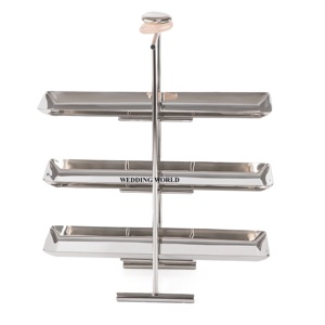 Three Tier Silver Finished Handmade <b>Chocolate</b> Tray <b>Hot</b> Selling Designer Wholesale New Metal <b>Chocolate</b> Platter - Product Image 1