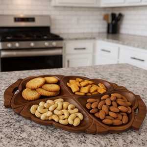 Plateau de service en bois d'acacia 100% de qualité supérieure vaisselle ovale unique pour la cuisine maison cuisine stockage servant pour les boissons alimentaires - Product Image 1