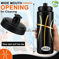 Bouteille d'eau sport portable en plastique sans BPA, écologique, pour compétition de basketball, vente en gros d'usine OEM/ODM