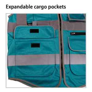 เสื้อกั๊กสะท้อนแสงสำหรับงานก่อสร้างเสื้อกั๊กสะท้อนแสงรุ่น2โรงงานสีเขียวชุดทำงานแบบแห้งเร็ว - Product Image 3