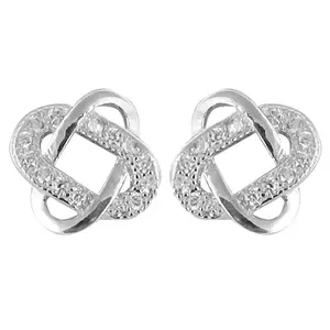 Pendientes de Nudo de Plata 925 con Circonita Cúbica, Joyería de Regalo para Mujer, Diseño Elegante de Cristal - Product Image 2