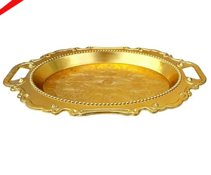 2026 Royal Design <b>Border</b> Gold Finished <b>Metal</b> Serving Tray with Easy Carrying Handle Stainless Steel Serving Tray Tabletop Decor - Product Image 1