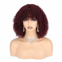 Perruque Letsfly Promotion Pixie Curly 100% Cheveux Humains avec Frange, Couleur Ombrée, Bob de 14 Pouces, Faite à la Machine, Densité 280%, Vente en Gros