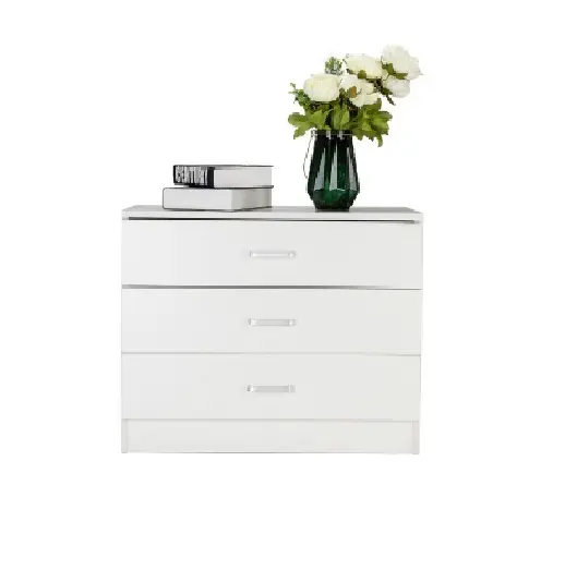 OEM service New Design 3 Drawers MDF laminated White Color Fashionable Chest of Drawers Cabinet Storage