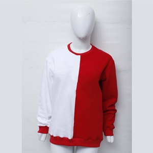 Sweat-shirt à col rond pour femme de qualité supérieure OEM, couleur asymétrique rouge et blanc, 100% coton tricoté, coupe classique, vêtement d'automne - Product Image 1