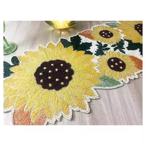 Su raffinati Runner da tavolo nuovissimi tappetini da tavolo ricamati floreali di <span class=keywords><strong>buon</strong></span> <span class=keywords><strong>Natale</strong></span> a mano mery Color crema - Product Image 3