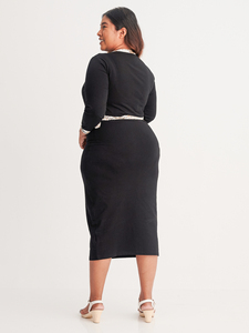 Maxi vestido negro de los principales fabricantes para mujeres embarazadas Bodycon estilo de maternidad manga larga con cremallera lactancia para el verano - Product Image 3