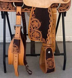 Sillín clásico Western Ranch Premium de cuero y cuerda listo - Product Image 3