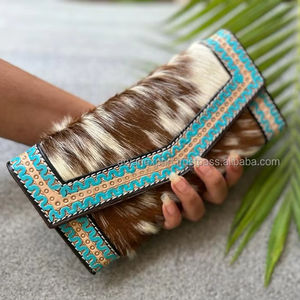 Billeteras RFID grandes de lujo de piel mecanizada a mano nuevas al por mayor para mujer, carteras largas de piel de vaca con ranuras para tarjetas de crédito, Cartera de mano para teléfono - Product Image 2