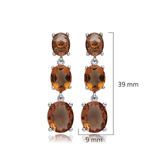 Forma ovalada sultanita piedra Theia plata racimo pendientes venta al por mayor hecho a mano 925 plata esterlina joyería fina - Product Image 2