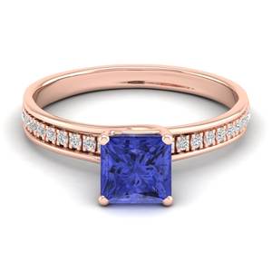 แหวนพลอยแทนซาไนต์ทรงปรินเซสคัทแท้ REYES น้ำหนัก 1.25 กะรัต ตัวเรือนทองคำแท้ 14K ประดับเพชรธรรมชาติเม็ดเดี่ยว สำหรับผู้หญิง - Product Image 5