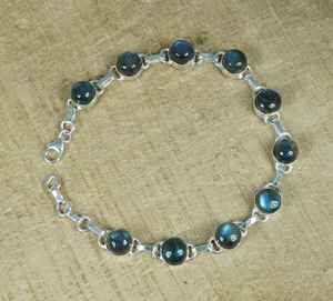 Bracelet en argent sterling labradorite, réglable, fait à la main, bijoux en pierres précieuses, pierre naturelle, bracelet en argent, cadeau - Product Image 1