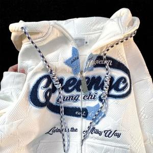 ชุดวอร์มฤดูหนาวของผู้ชายเสื้อกันหนาวมีฮู้ดผ้าฟลีซออกแบบได้ตามต้องการสไตล์ฮิปฮอปมีฮู้ดปักลาย - Product Image 5