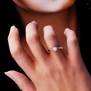 แหวนเงินสำหรับเจ้าสาวสำหรับงานแต่งงานสีเงิน1.00CT ทรงกลมตัดสดใสแหวนเพชรโมอิสซาไนต์แท้925แหวนหมั้นโซลิแทร์ - Product Image 1