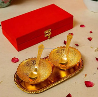 Ensemble de 5 bols en argent allemand plaqué or, motif lotus, pour servir, cadeau de mariage indien, cadeau de remerciement, fruits secs