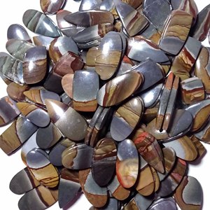 Paire de pierres précieuses en vrac naturelles en jaspe polygramme Paire de cabochons en gros Paire de pierres précieuses de forme et de taille mélangées pour la fabrication de bijoux - Product Image 4
