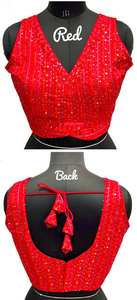 เสื้อเบลาส์คอวีทันสมัยสำหรับงานแต่งงาน ดีไซน์ทอที่ทันสมัยพร้อมเลื่อมหลากสีสันและงานปักตกแต่ง - Product Image 2