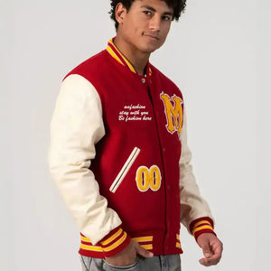 Hiver nouvelle couture couleur contrastée personnalisée laine applique chenille broderie surdimensionnée letterman varsity jacket - Product Image 2