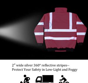 Blouson de sécurité d'hiver réfléchissant haute visibilité vêtements de travail personnalisé Blouson aviateur à capuche pour femmes Veste de sécurité matelassée haute visibilité - Product Image 6