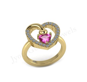 Corazón de plata de ley de calidad superior 6mm Pretty Shiny Lover Joyería personalizada Regalo Anillo de compromiso de lujo para regalo de San Valentín - Product Image 1