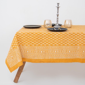 Nouvelles nappes rectangulaires en coton imprimé floral Dabu personnalisées pour les mariages, les fêtes et les décorations extérieures - Product Image 1