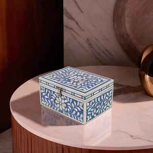 Boîte à bijoux incrustée d'os en bois de haute qualité avec stockage de bijoux et de cadeaux de couleur personnalisée-Intérieur doux pour articles délicats - Product Image 2