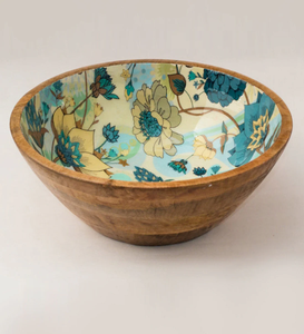 Printed Wood <b>Bowl</b> High Demanding Printed Wooden Serving Tray <b>Bowl</b> <b>Pink</b> Flower Patten Print Design Dinnerware <b>Bowl</b> - Product Image 2