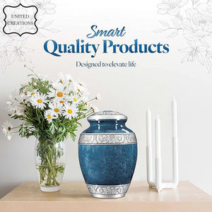 โกศบรรจุอัฐิผู้ใหญ่ สีฟ้า แกะสลักเต็มตัว ทำจากทองเหลือง สำหรับใส่เถ้ากระดูกมนุษย์ - Product Image 5