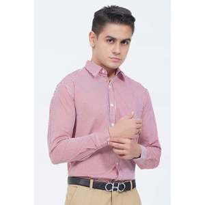 Chemise décontractée à rayures rouge/blanc coupe classique pour homme LEWIZ, collection personnalisée avec logo, 100 % coton popeline, unité unique, ODM, nouveauté - Product Image 1