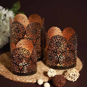 Soporte de vela de estilo único, Metal de aluminio, lo mejor para vajilla con acabado de color dorado para portavelas de interior y exterior - Product Image 3