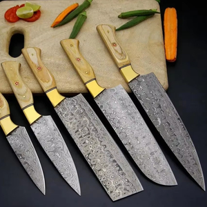 Venta al por mayor personalizado calidad superior OEM ODM servicio cocina cubiertos cuchillo conjunto de acero al carbono hecho a mano Chef cuchillos mango de madera - Product Image 1