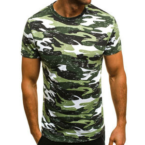T-shirt camouflage à séchage rapide pour hommes pour les sports de plein air 100% coton col rond manches courtes hauts grande taille - Product Image 5