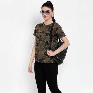 Camisetas de alta calidad para mujer, Camiseta de algodón con estampado de camuflaje para impresión personalizada, camiseta de manga corta con cuello redondo - Product Image 4