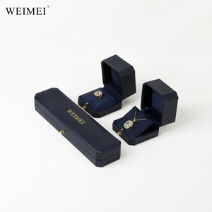 Weimei กล่องเครื่องประดับงานหัตถกรรมหัตถกรรมหนังสีฟ้าปั๊มร้อนงานออกแบบได้ตามต้องการสำหรับแกนกลางด้านในที่ปรับแต่งได้ - Product Image 6