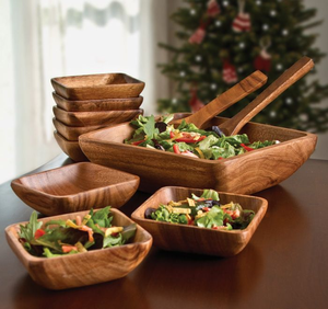 Juego de cena de madera de 8 piezas Platos redondos Plato de cena de madera de acacia Artesanía Producto de alta calidad - Product Image 4