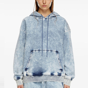 Sweat à capuche unisexe en molleton bleu d'hiver, coupe courte, effet délavé à l'acide, vintage, couture personnalisée, logo brodé, streetwear, 2025 - Product Image 6