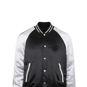 Chaqueta Varsity de Lona para Hombre, Estilo Urbano, Cálida para Invierno, con Cuello Alto, Parches de Chenilla con Logotipo Frontal, Uso Casual - Product Image 6