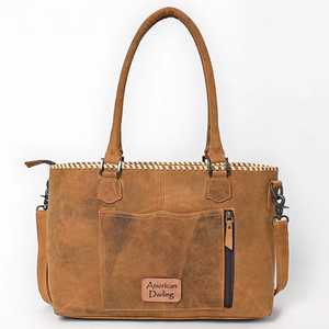 Sac fourre-tout en cuir véritable cousu de qualité supérieure de style occidental, bohème, avec pompon personnalisé, fermeture éclair, écologique, pour femmes, fleurs - Product Image 3