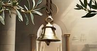 Campana de latón macizo para barcos, montaje en pared, anillo transparente para uso en interiores y exteriores, campana de vaca pesada de latón macizo, tamaño de 7 pulgadas