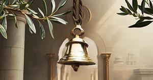 Solid Brass Ships Bell Wall Mountable - Clear <b>Ring</b> for Indoor and Outdoor Use Solid Brass Heavy Cow Bell Size 7 Inch - Product Image 6