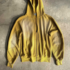 Sweat à capuche zippé imprimé bouffant pour homme, tenue de survêtement vintage 100% coton, survêtement d'hiver - Product Image 6