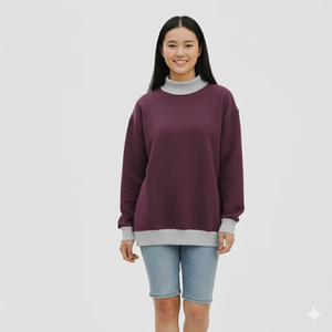 Sudadera Casual Oversize de Cuello Alto para Mujer con Lentejuelas y Estampado, Estilo Urbano, Ecológica, Otoño-Invierno - Product Image 1