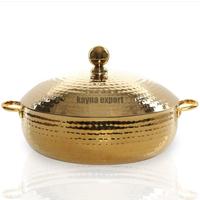 Casserole classique isolée en acier inoxydable émaillé de 24 cm de diamètre, compatible avec tous les types de cuisinières, pour servir des plats chauds, idéale pour le Ramadan, avec couvercle, lavage à la main