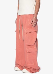 Nouveaux pantalons de survêtement évasés en éponge française lourde lavés sur mesure en détresse broderie Logo poches cargo pantalons pour hommes 2026 - Product Image 3