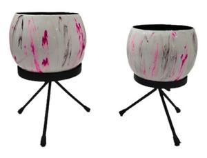 Jardinière en métal violet avec support trépied, pot de fleurs décoratif moderne pour la maison, le bureau, l'hôtel, le salon - Product Image 4